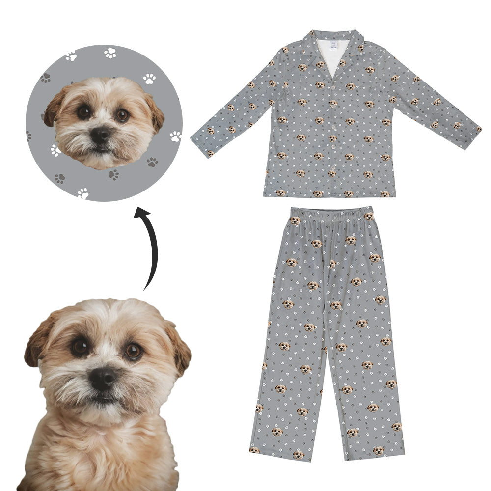 Custom Pet Pajamas Custom Dog Face Pajamas Kids Button Up Pajamas