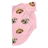 Pink dog pajama with repeating pet faces on them[PinkDream2Pets]