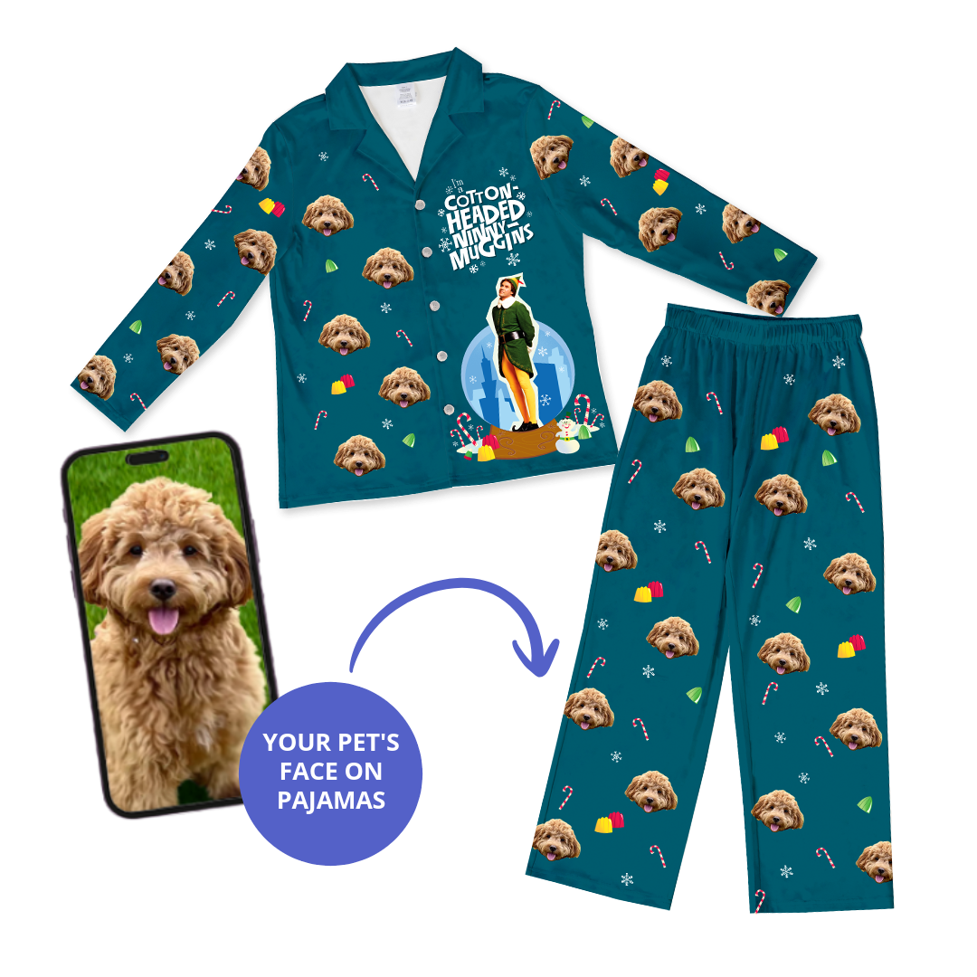 ELF Button Down Pajamas With Your Pet's Face