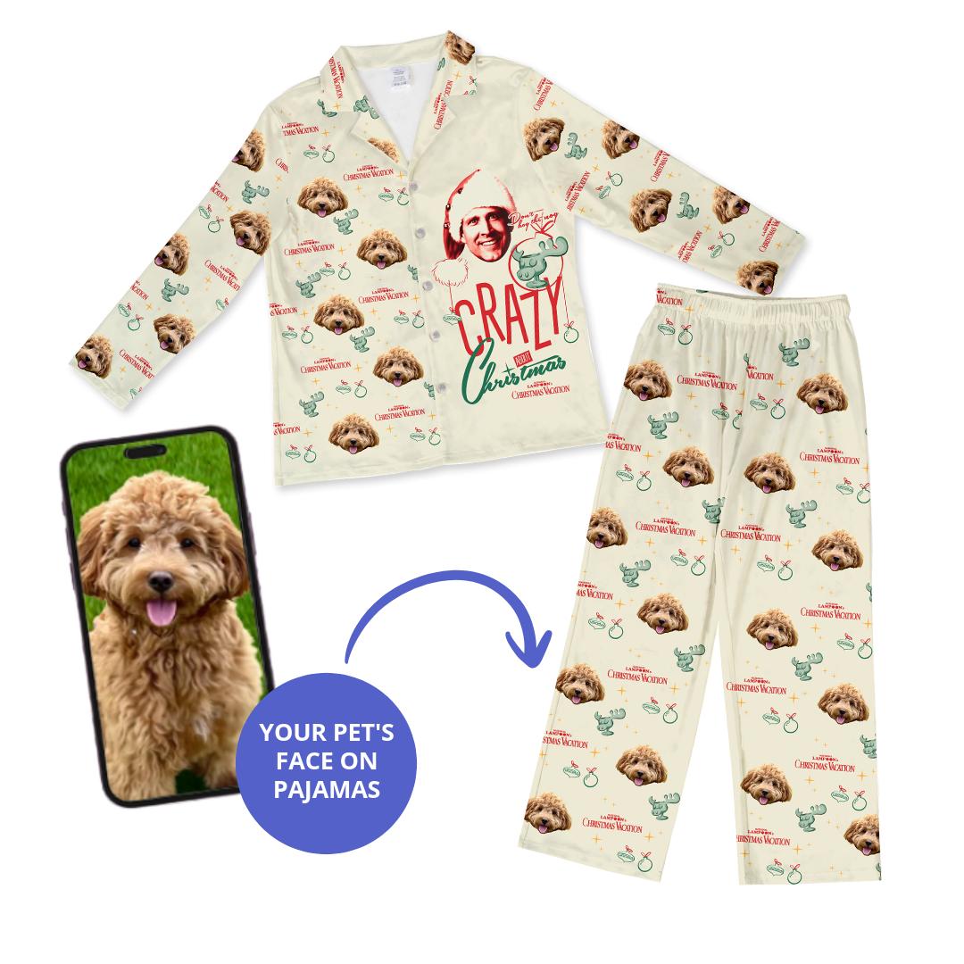 National Lampoons Christmas Vacation Button Down Pajamas With Your Pet's Face