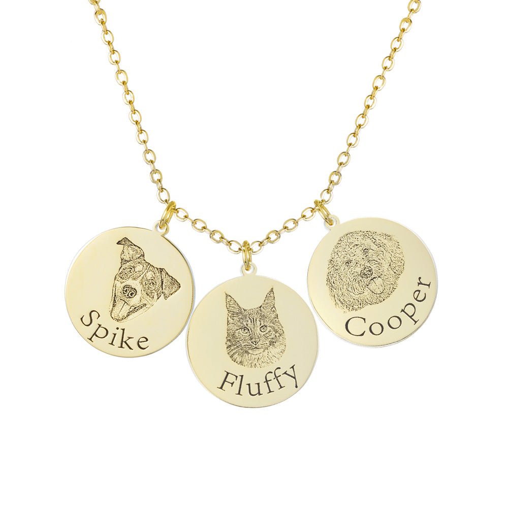 Custom Engraved Pet Portrait Necklace