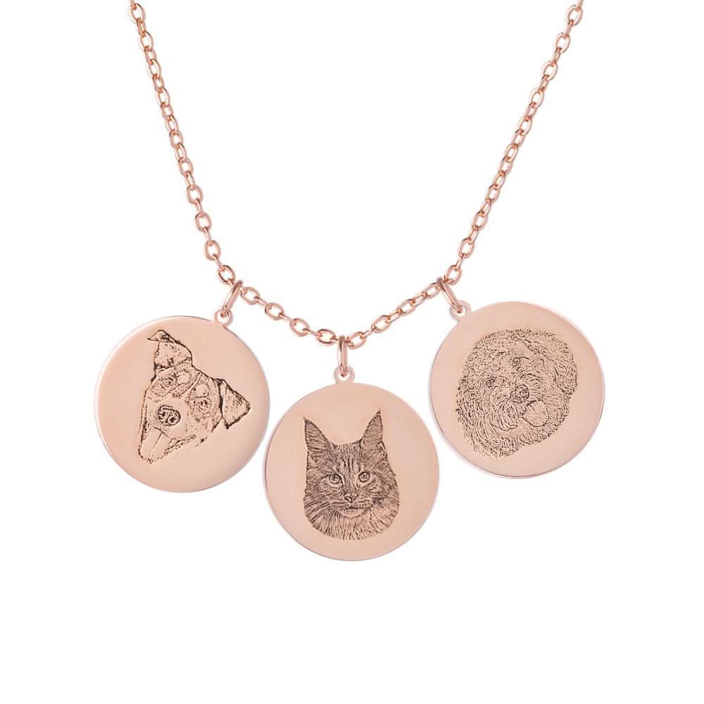 Custom Engraved Pet Portrait Necklace Cuddle Clones
