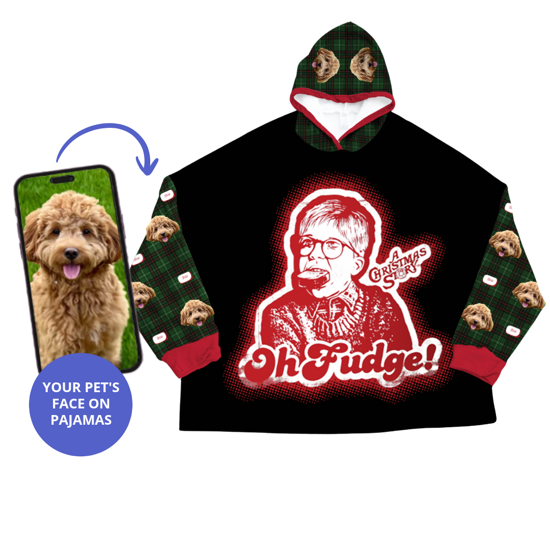 A Christmas Story Fleece Blanket Hoodie With Your Pet's Face