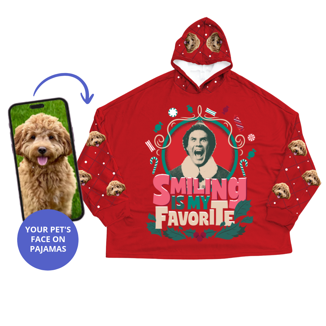 ELF Fleece Blanket Hoodie With Your Pet's Face
