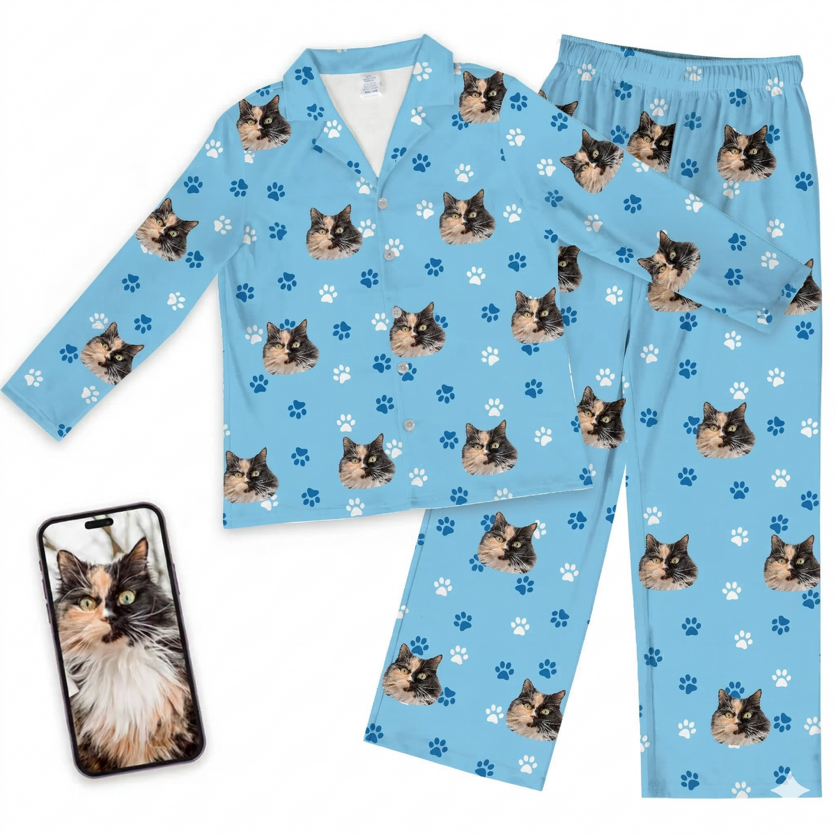 Kids Custom Cat Face Pajamas