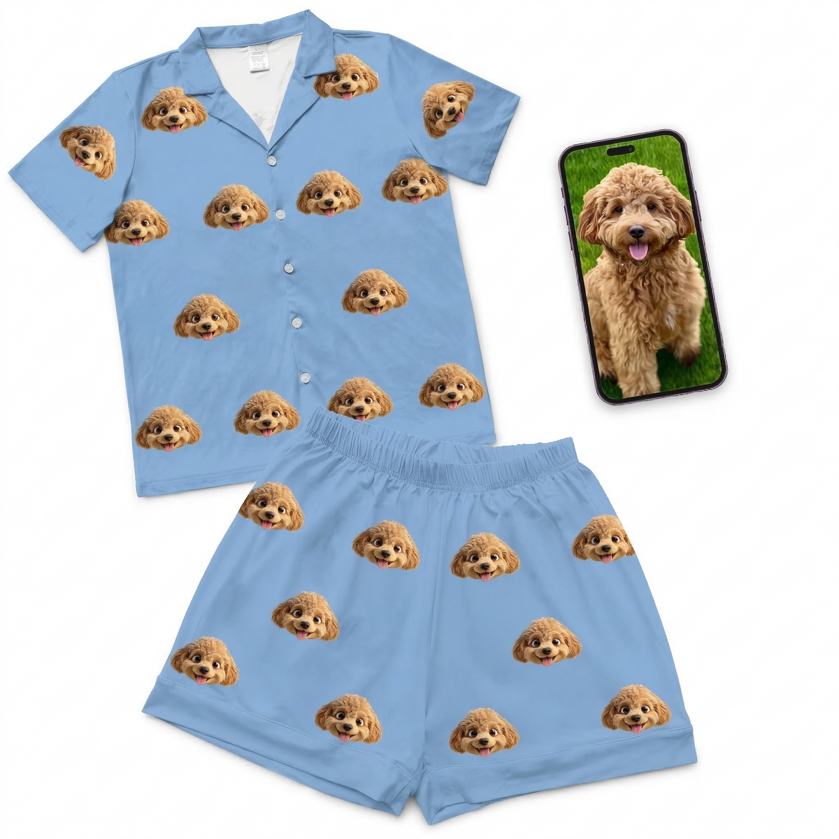 Kids Custom Cartoon Pet Face Pajamas