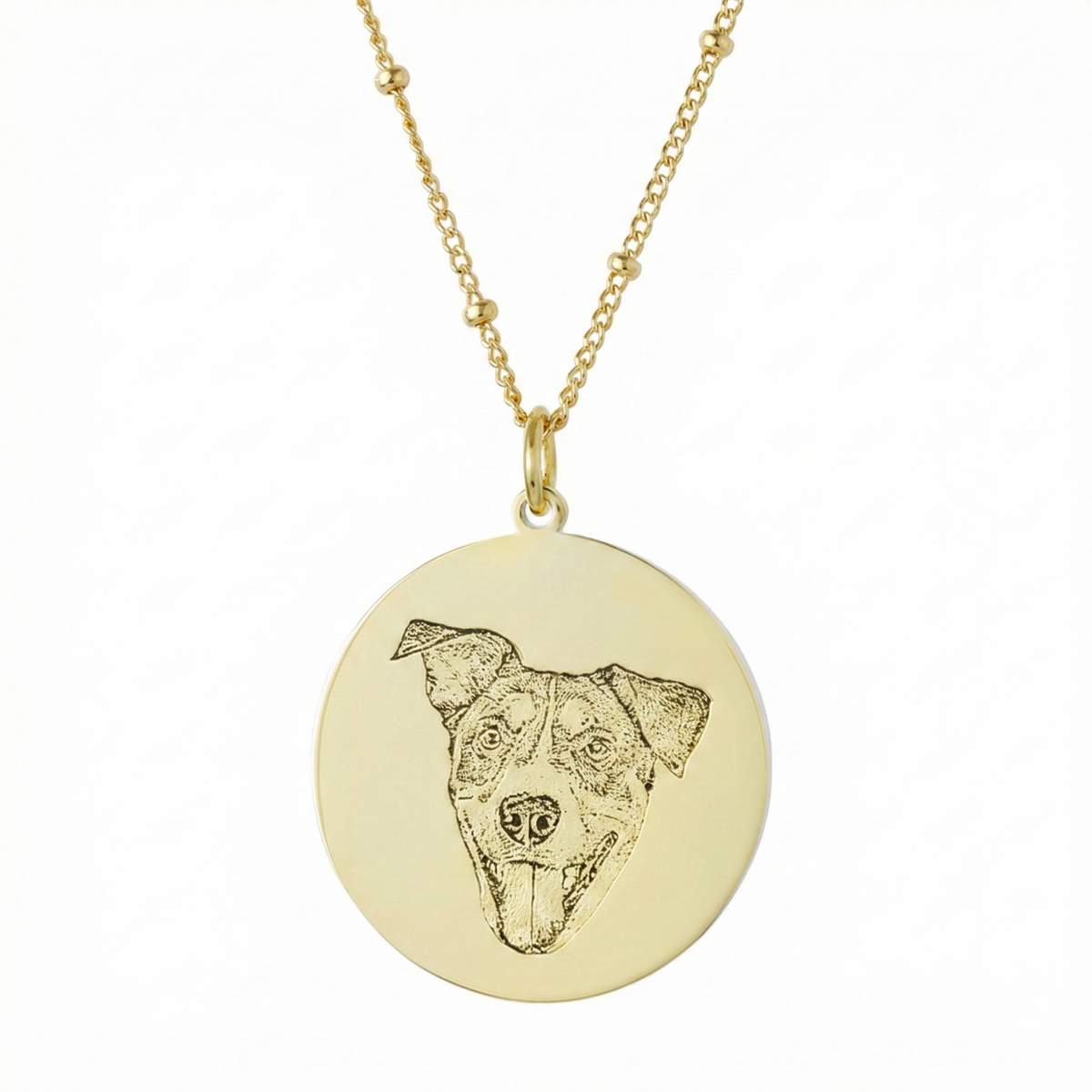 GoldSatelliteEngravedPetMedallionCharm