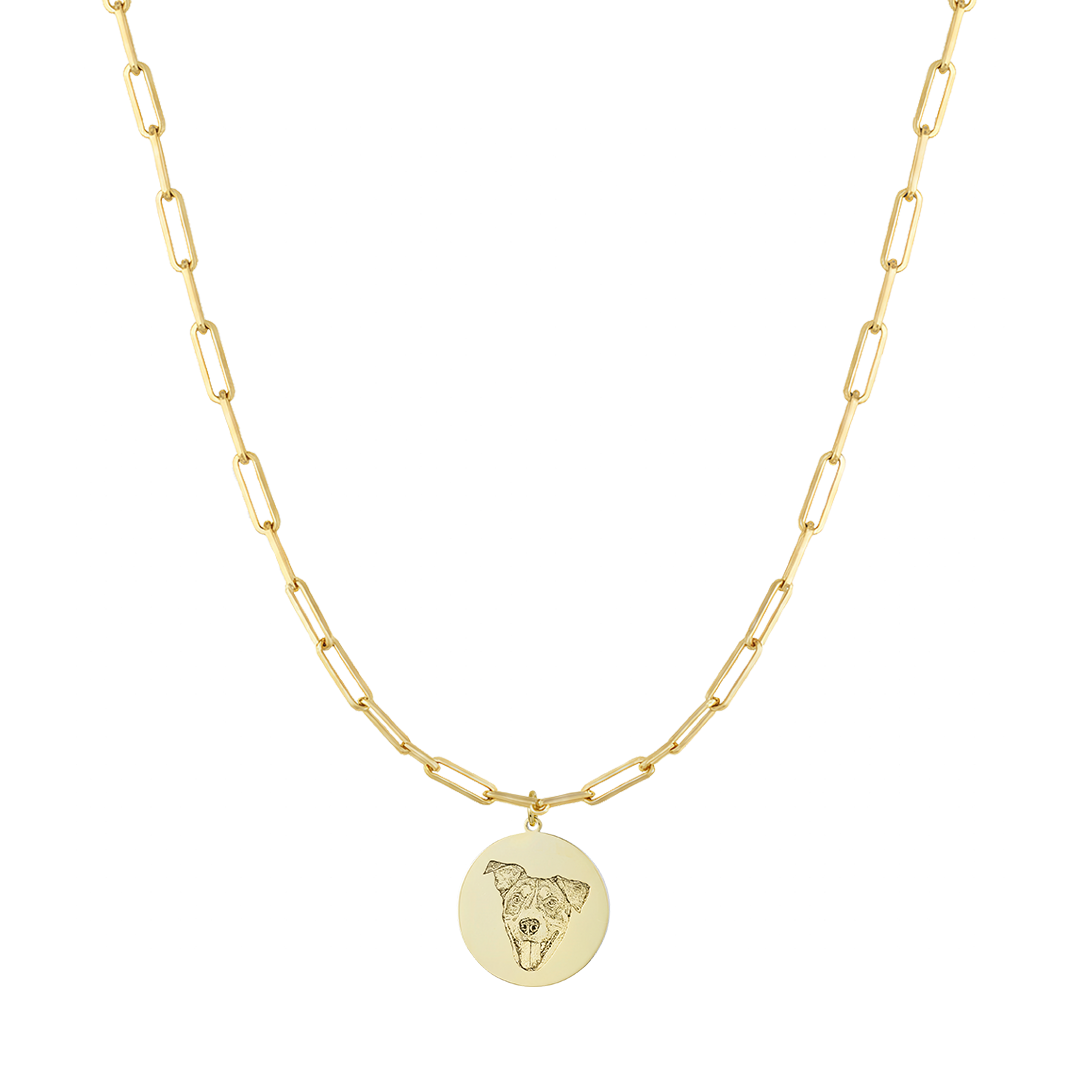 GoldPaperclipEngravedPetMedallionCharm