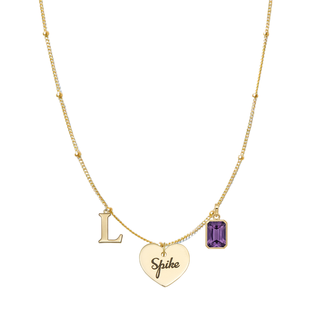 GoldSatelliteEngravedScriptHeartCharm2