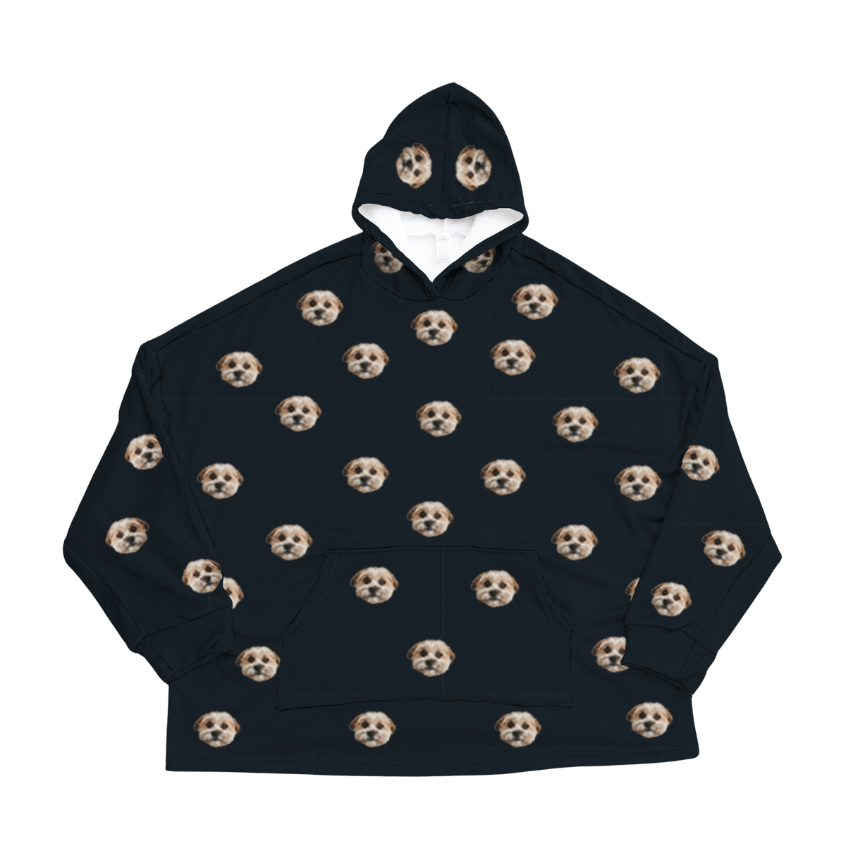Black hoodie with dog pattern on a white background[Black]