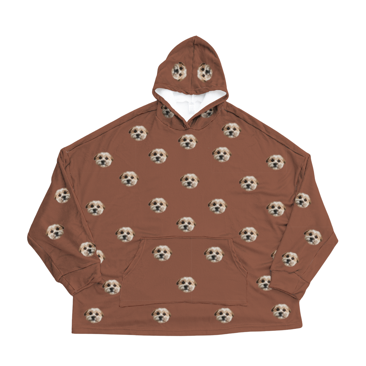 Brown hoodie with dog pattern on a white background[Cocoa]