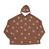Brown hoodie with dog pattern on a white background[Cocoa]