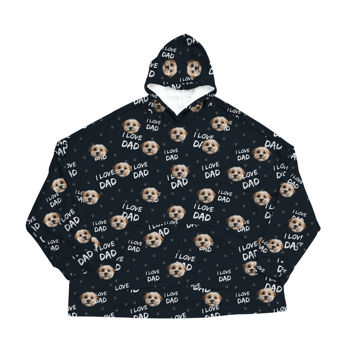 Black hoodie with dog pattern on a white background[ILoveDad]