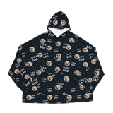 Black hoodie with dog paws pattern on a white background