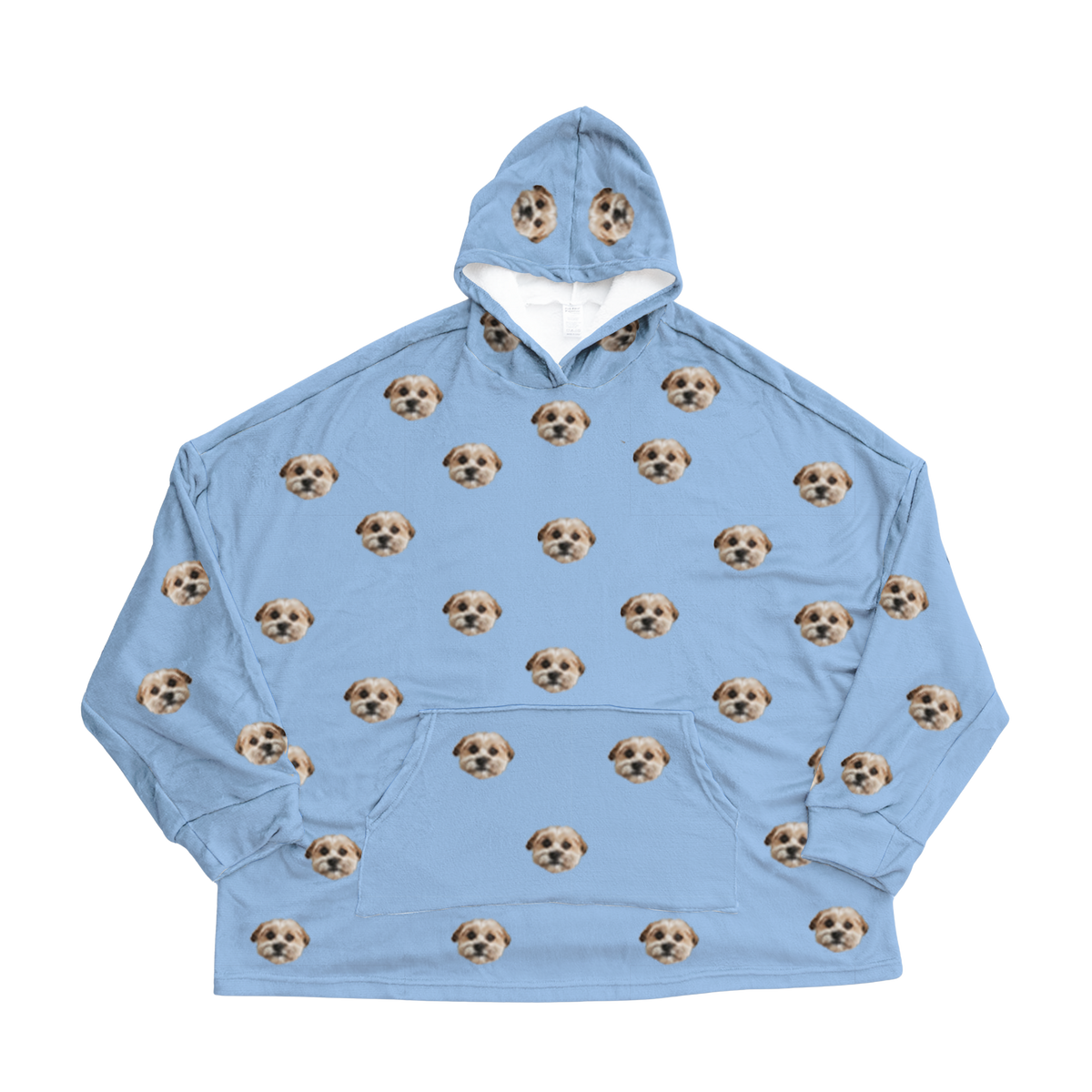 Sky blue hoodie with dog pattern on a white background[SkyBlue]