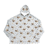 White hoodie with dog paws and bones pattern on a white background[PawsandBones]