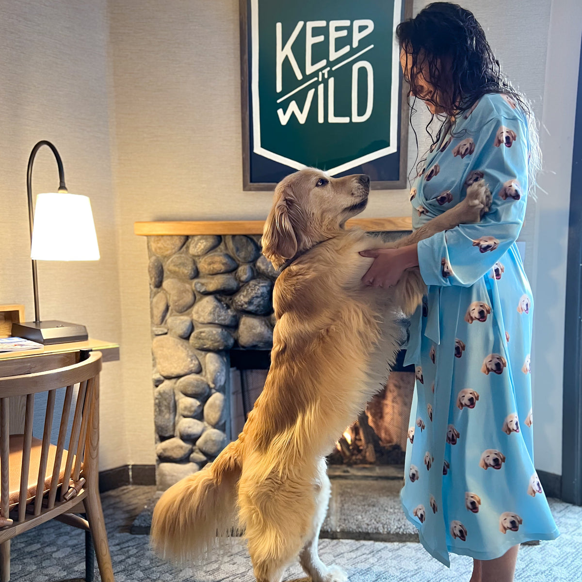 Adult Custom Pet Face Robes - Sky Blue