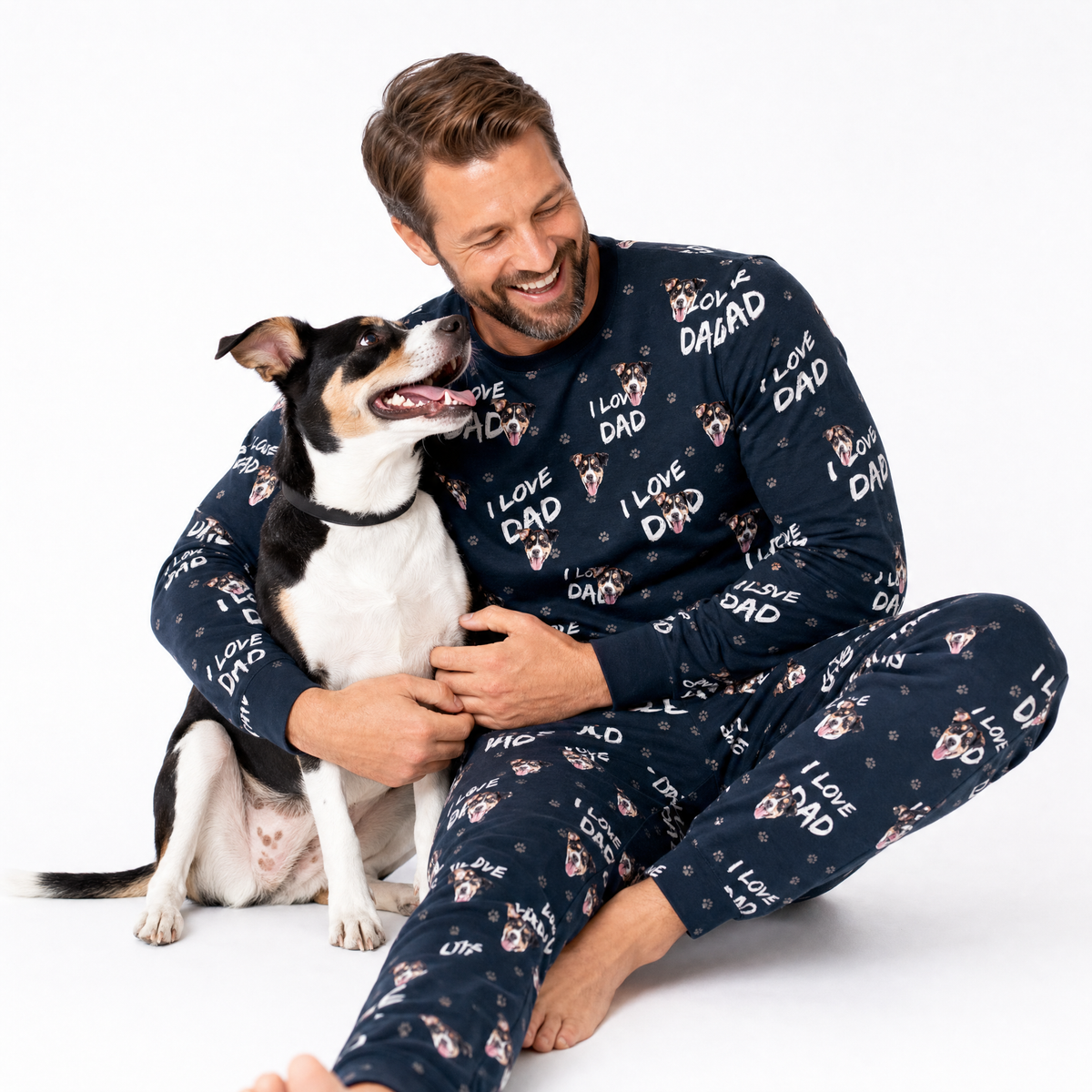 Adult Custom Pet Face Jogger Pajamas - I Love Dad