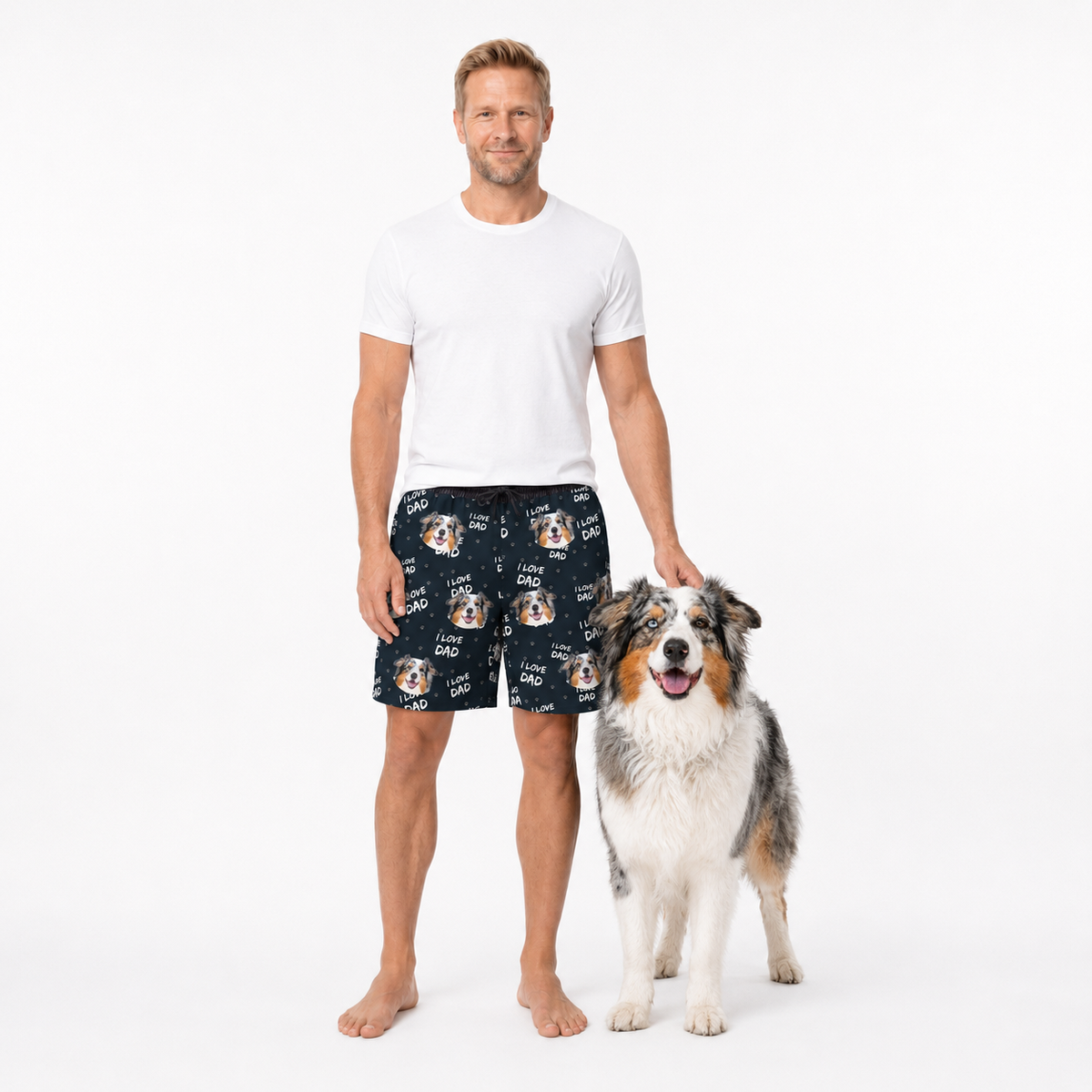 Adult Custom Pet Face Sweatshorts - I Love Dad