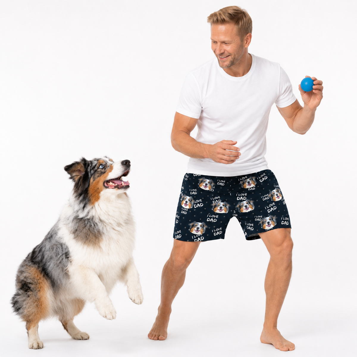 Adult Custom Pet Face Sweatshorts - I Love Dad