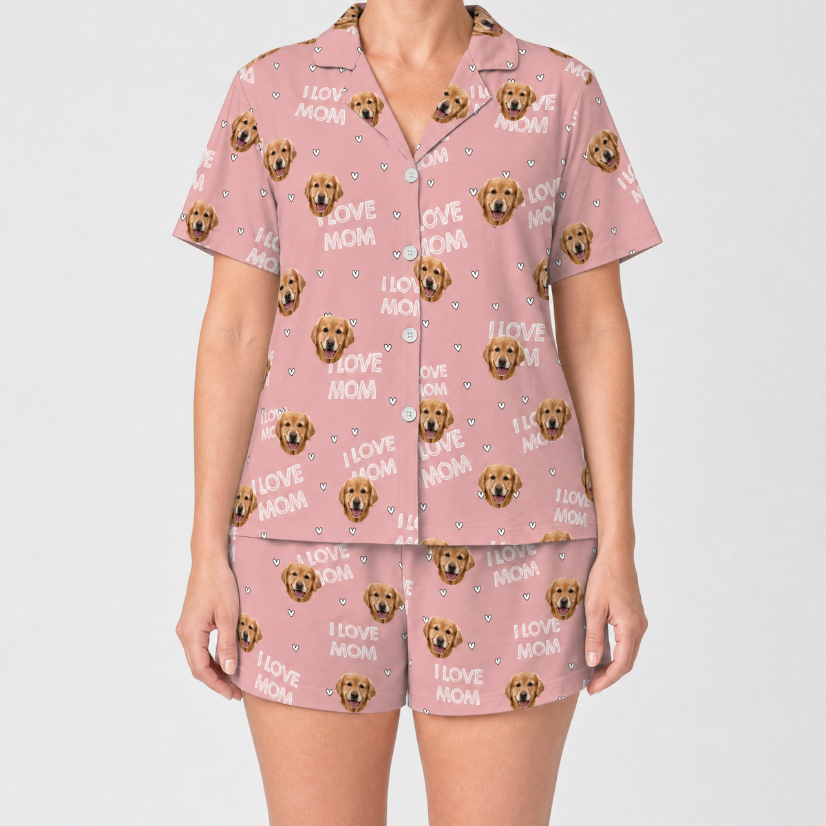 Adult Custom Pet Face Pajamas - I Love Mom