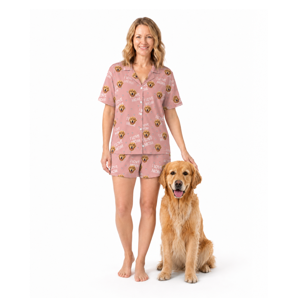 Adult Custom Pet Face Pajamas - I Love Mom