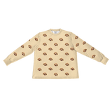 These are pajama long sleeve shirt in a butter yellow color with repeating pet faces on them[ButterYellowLongSleevePajamaShirt]