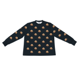 These are pajama long sleeve shirt in a black color with repeating pet faces on them[BlackLongSleevePajamaShirt]