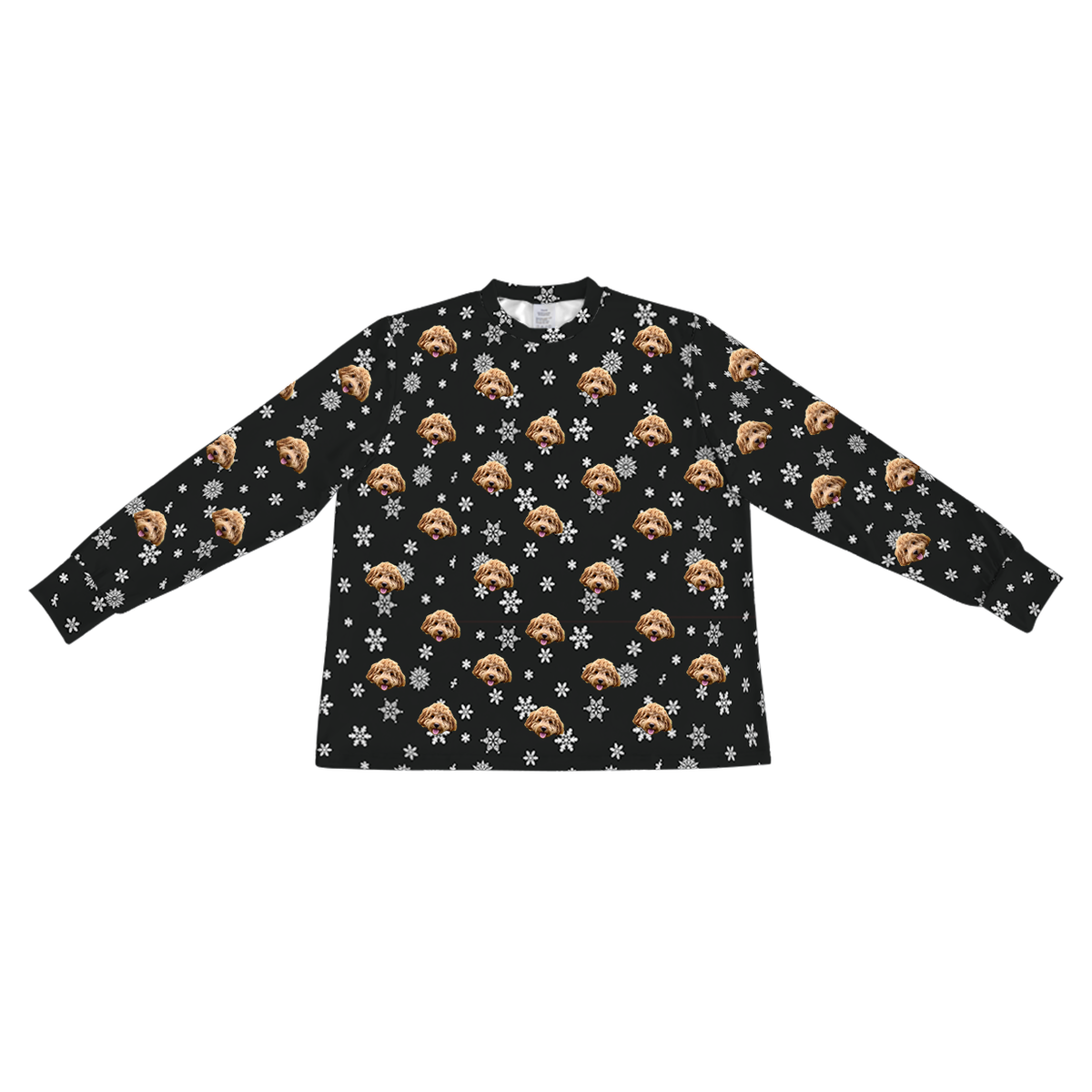 BlackandWhiteSnowflakesLongSleevePajamaShirt
