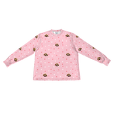 These are pajama long sleeve shirt in a pink color with repeating pet faces on them[LongSleevePajamaShirt]