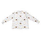 These are pajama long sleeve shirt in a white color with repeating pet faces on them[PawsandBonesLongSleevePajamaShirt]