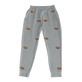 These are jogger pajama pants in a gray color with repeating pet faces on them[SlateGrayJoggerPajamaPants]