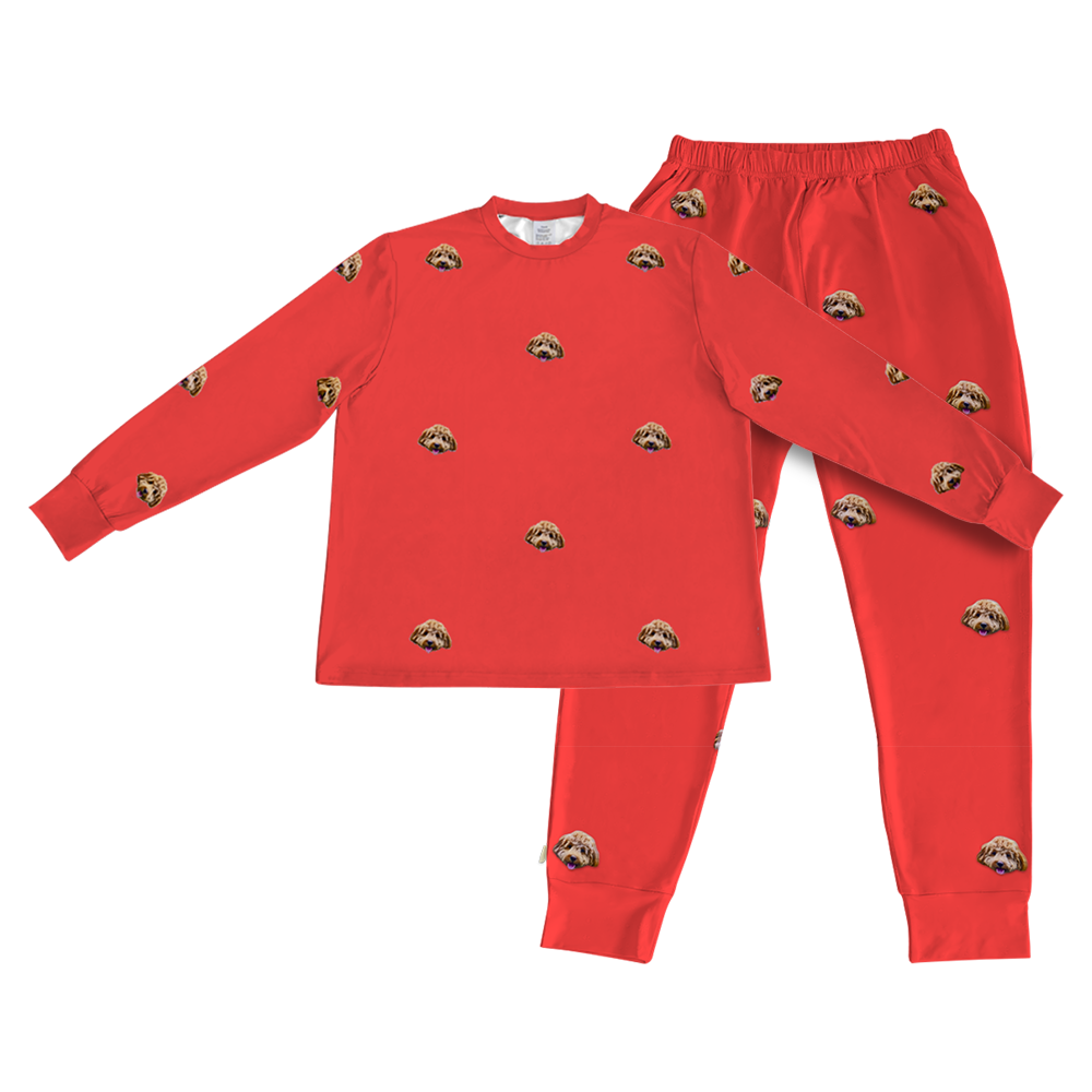 SolidRedPajamaSet(Shirt&Joggers)