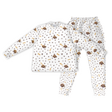 This is a jogger pajama set contains a long sleeve shirt with buttons and a long pajama[PawsandBonesPajamaSet(Shirt&Joggers)]