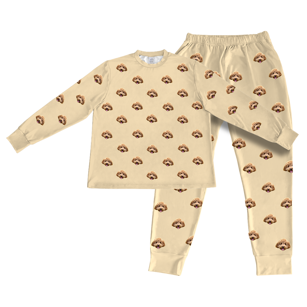 This is a jogger pajama set contains a long sleeve shirt with buttons and a long pajama[PajamaSet(Shirt&Joggers)]