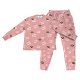 This is a jogger pajama set contains a long sleeve shirt with buttons and a long pajama[ILoveMomPajamaSet(Shirt&Joggers)]