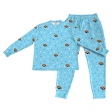 This is a jogger pajama set contains a long sleeve shirt with buttons and a long pajama[LightBluePawsPajamaSet(Shirt&Joggers)]