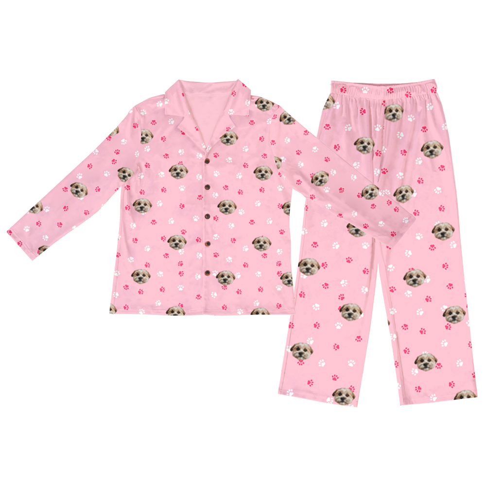 LightPinkPawsPajamaSet(Shirt&Pants)1Pet