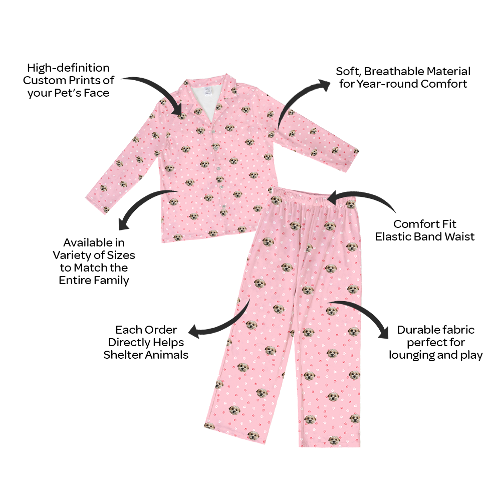 Kids Custom Pet Face Pajamas - Long