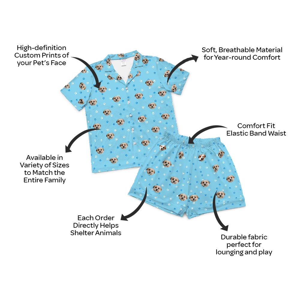 Kids Custom Pet Face Pajamas - Short