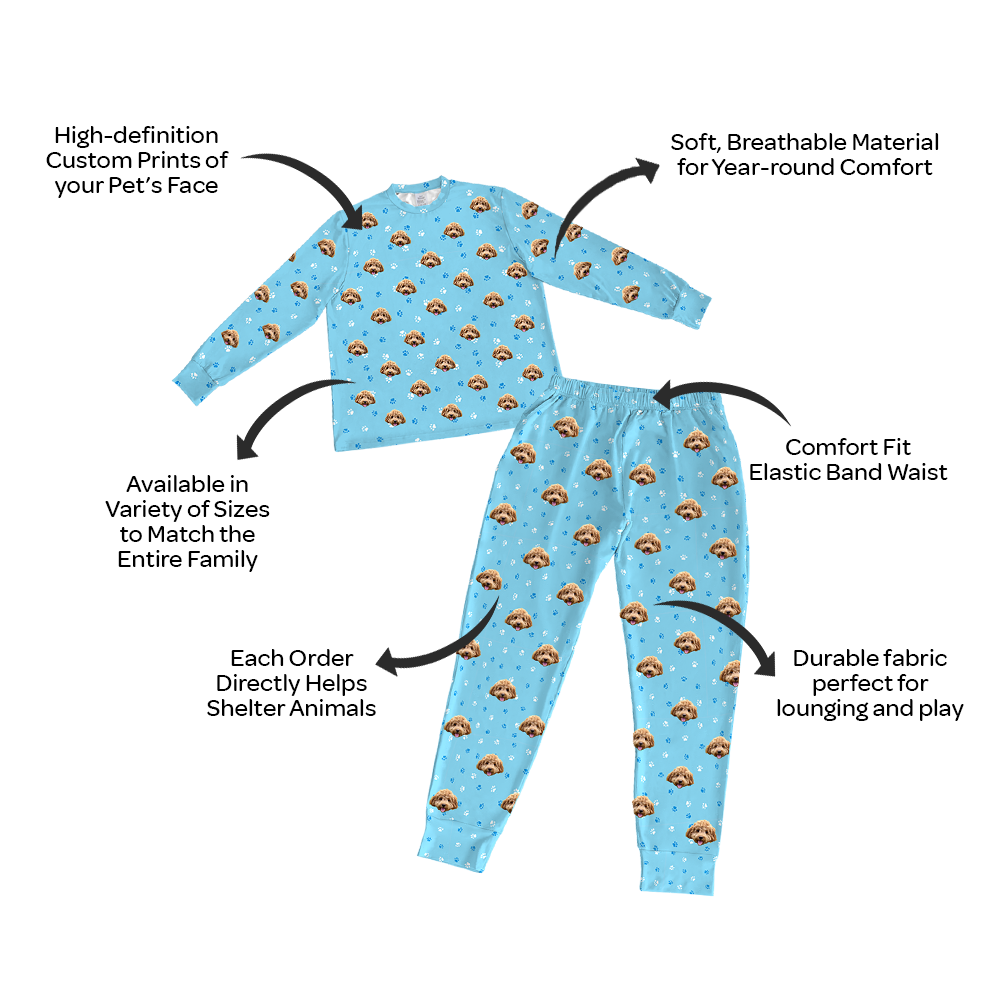 Kids Custom Pet Face Jogger Pajamas