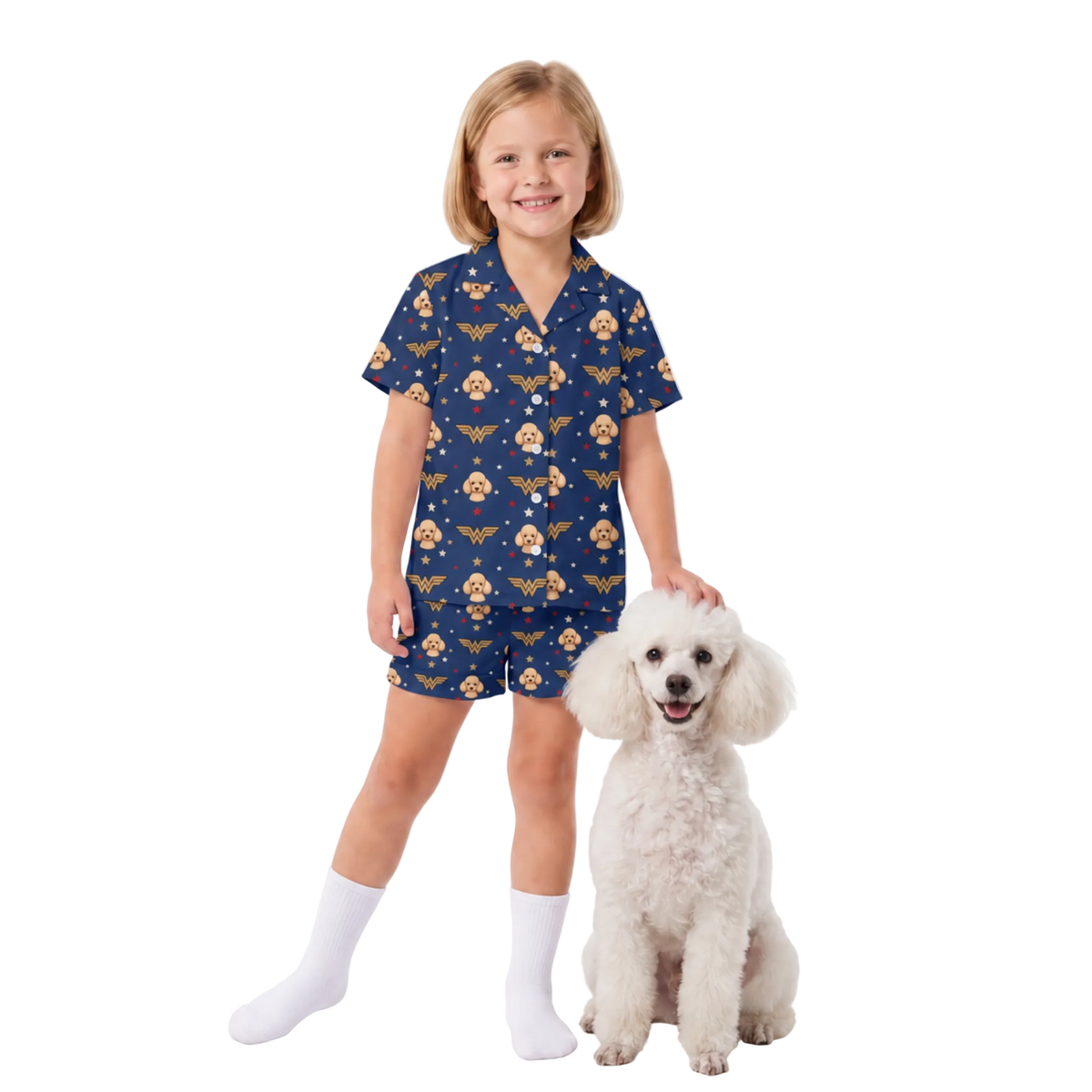 Kids Wonder Woman Pajamas with Your Pet's Face