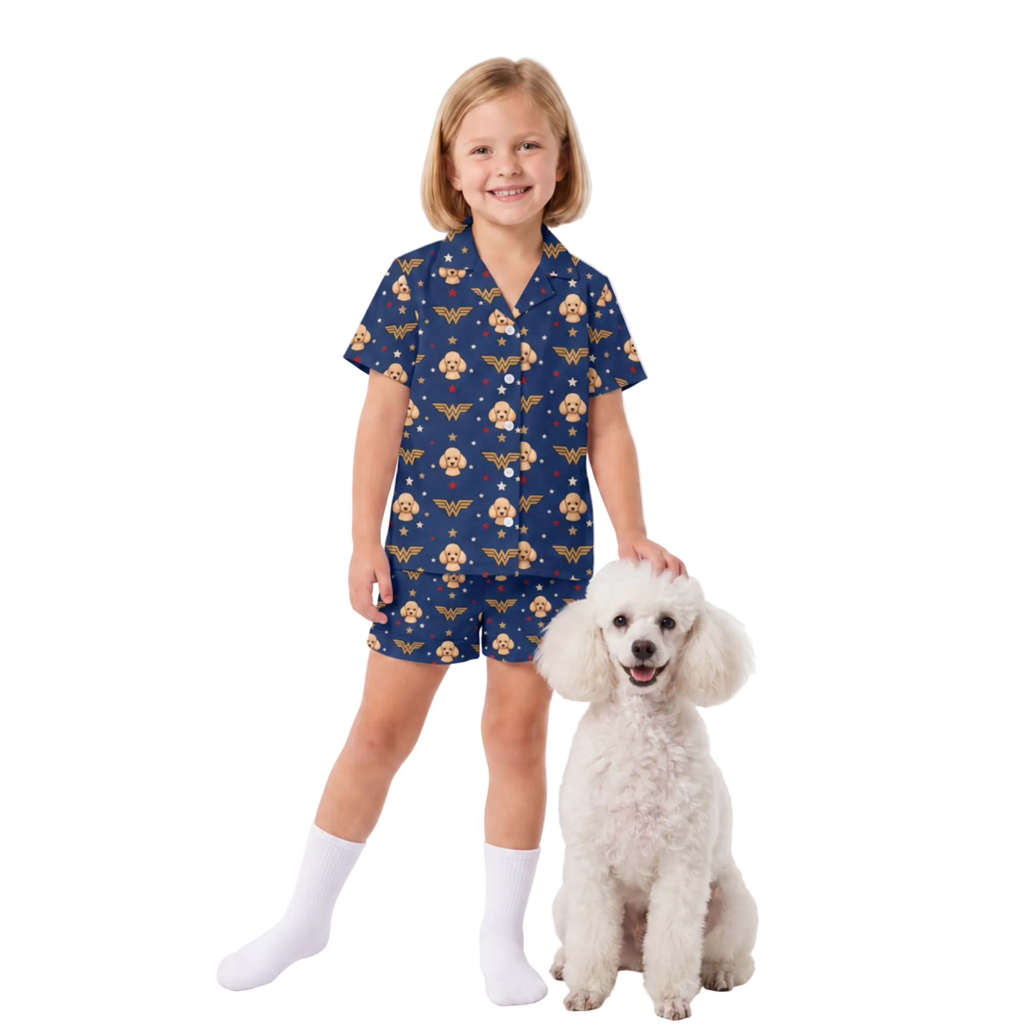 Kids Wonder Woman Pajamas with Your Pet's Face