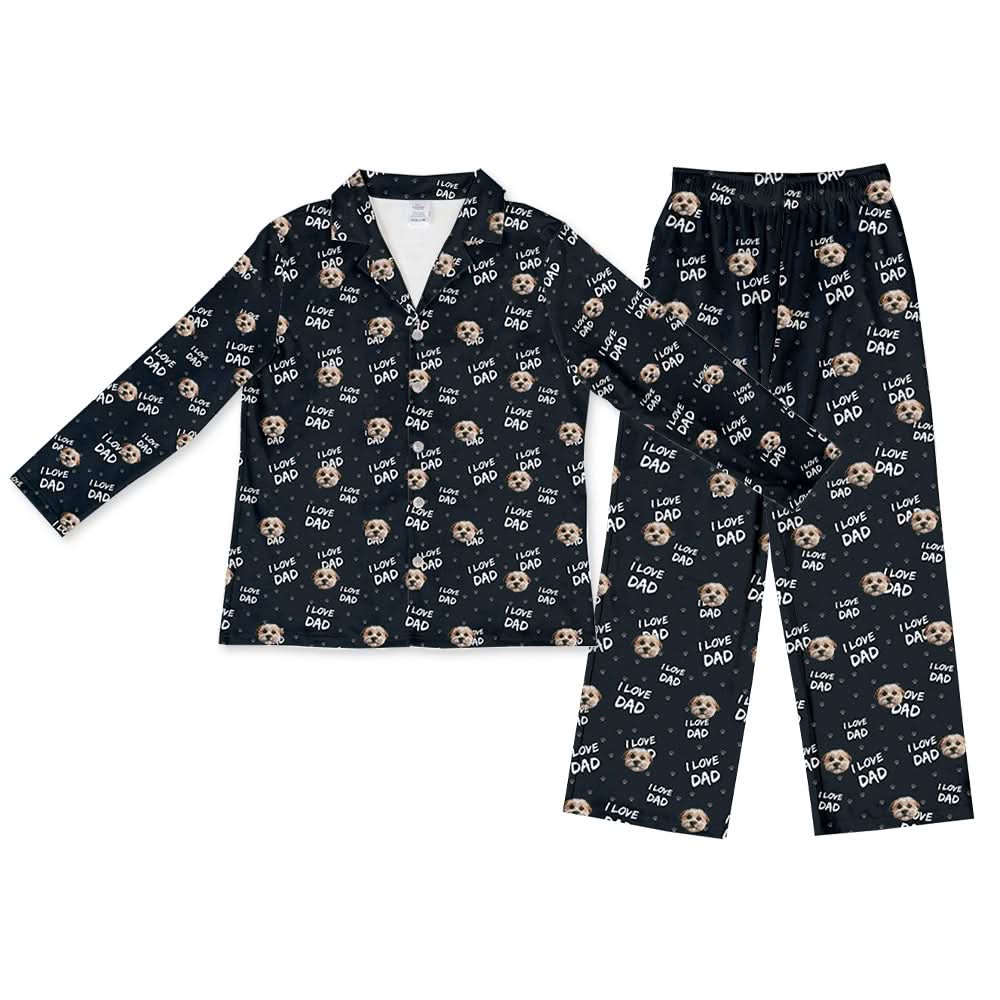 This is a pajama set contains a long sleeve shirt with buttons and a long pajama[ILoveDadLongSleevePajamaShirt&PantsSet]