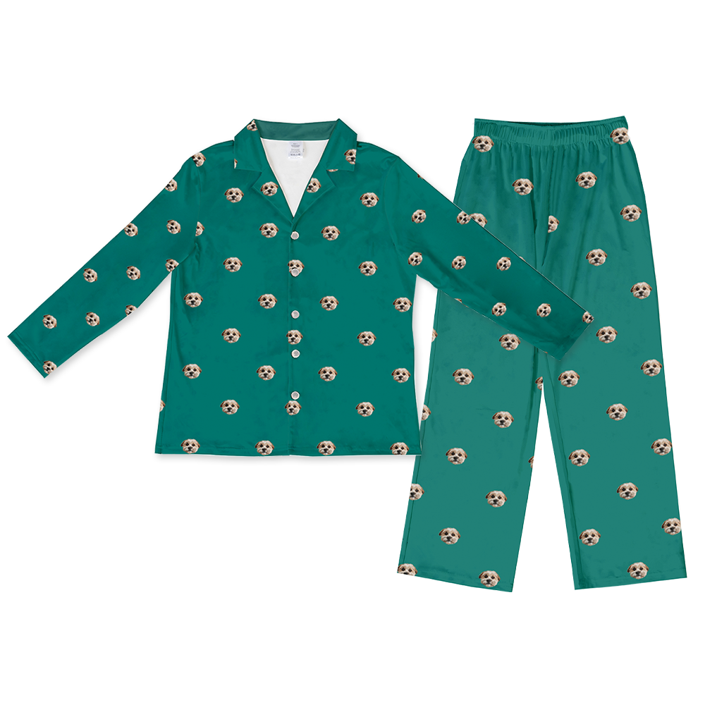 SolidGreenLongSleevePajamaShirt&PantsSet