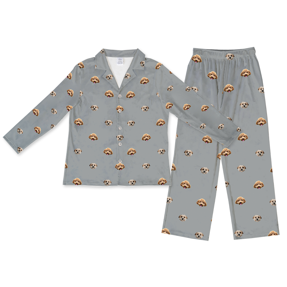 SlateGrayPajamaSet(Shirt&Pants)2Pets