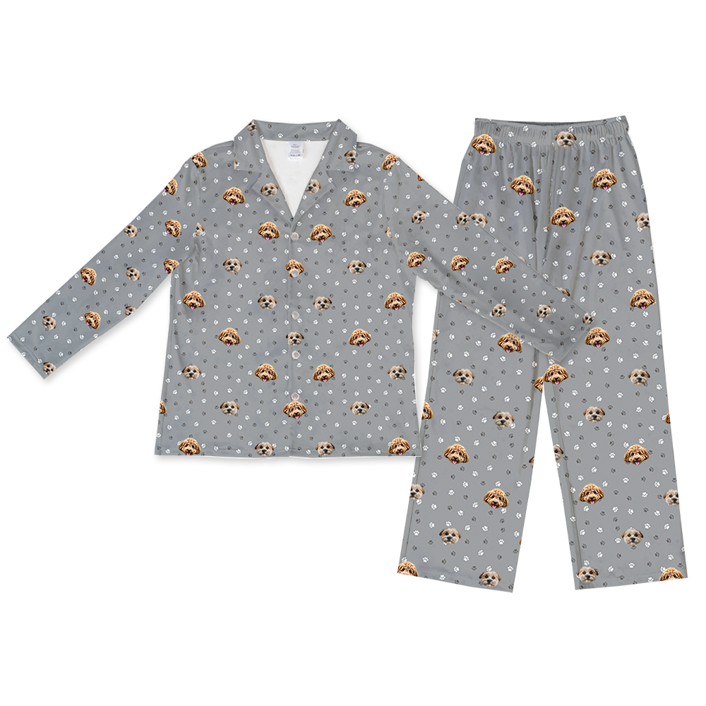 SlateGrayPawsPajamaSet(Shirt&Pants)2Pets