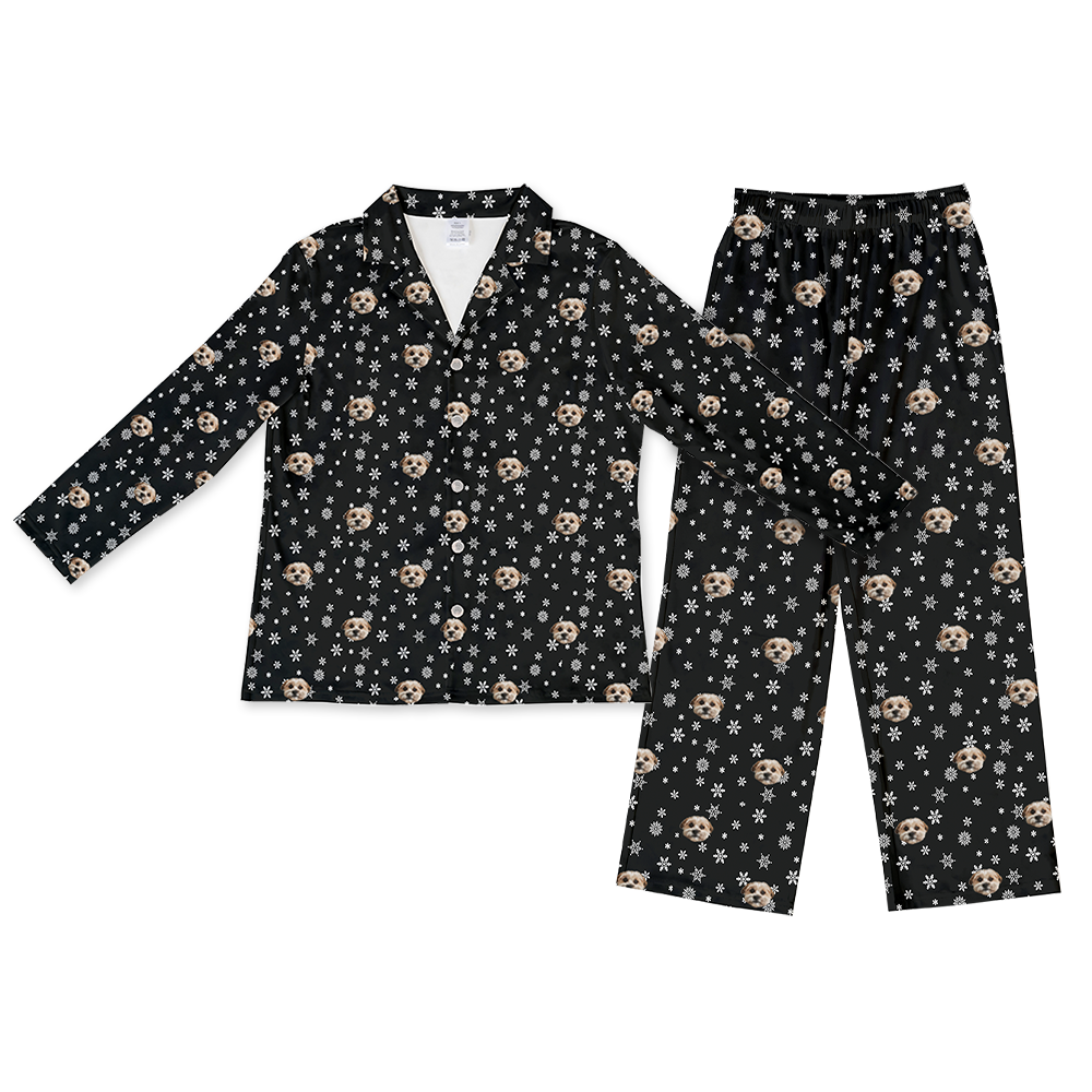 BlackandWhiteSnowflakesLongSleevePajamaShirt&PantsSet($69.99)