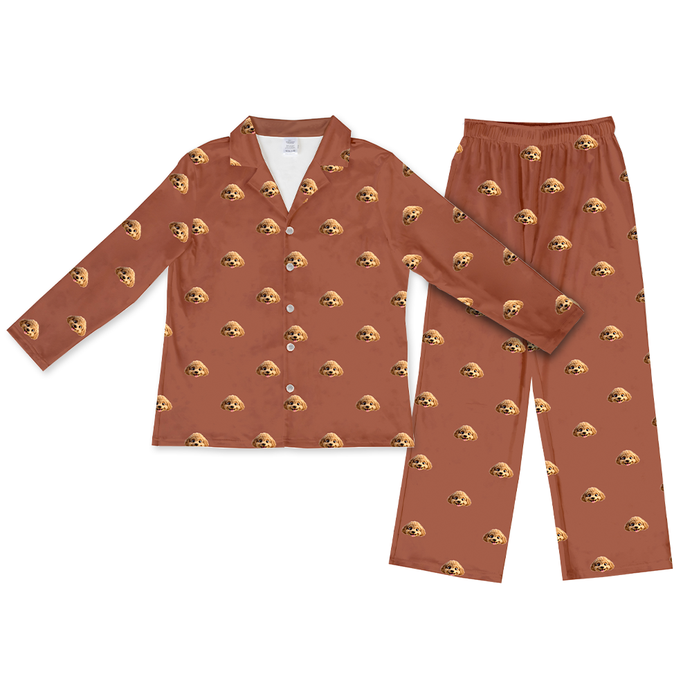 This is a cartoon pajama set contains a long sleeve shirt with buttons and a long pajama[LongSleevePajamaShirt&PantsSet]