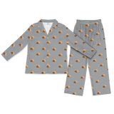Children's pajama set with cartoon dog pattern on a gray background[SlateGrayLongSleevePajamaShirt&PantsSet]